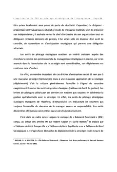 L'application du TBP au pilotage stratégique de l'Hypogroupe