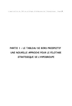 L'application du TBP au pilotage stratégique de l'Hypogroupe