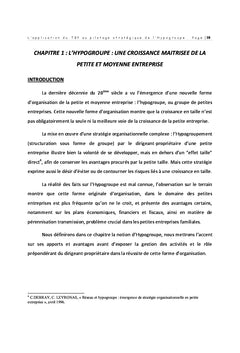 L'application du TBP au pilotage stratégique de l'Hypogroupe
