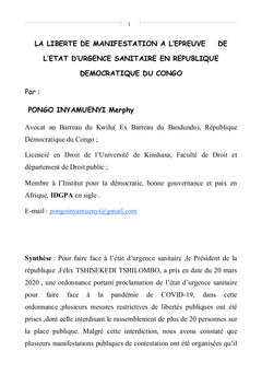 La liberté de manifestation a l'épreuve de l'état d'urgence sanitaire