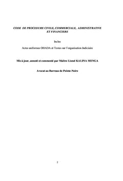 Code de Procédure Civile Commerciale et Financière annoté
