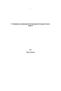 L'évaluation du rendement de la formation de la main-d'oeuvre - Tome 2