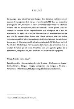 Mecenat et Marque : Dialectique d'une utilite socio-economique