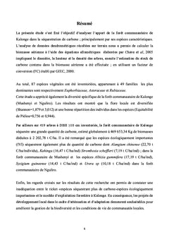 Séquestration de carbone et caractérisation des forêts communautaires