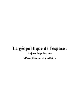 La géopolitique de l'Espace