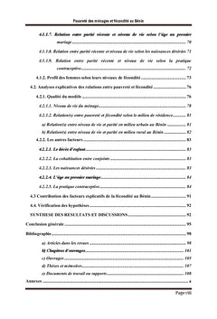 Pauvrete des menages et fecondite au BENIN