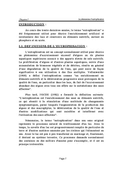 Le phénomène d'eutrophisation