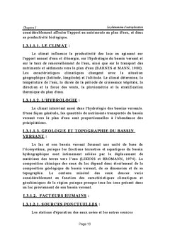 Le phénomène d'eutrophisation