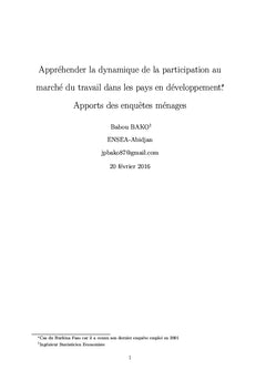 Marche du travail dans les PeD: Apports des enquetes menages
