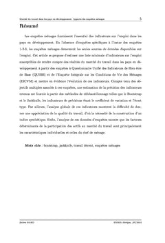 Marche du travail dans les PeD: Apports des enquetes menages