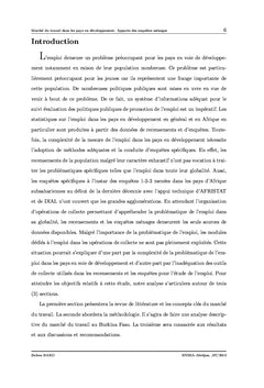 Marche du travail dans les PeD: Apports des enquetes menages