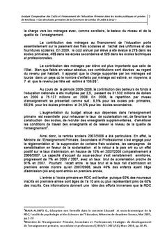 Analyse des couts et financement de l'éducation primaire en RDC