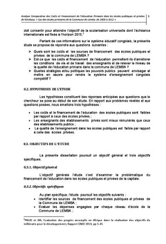 Analyse des couts et financement de l'éducation primaire en RDC