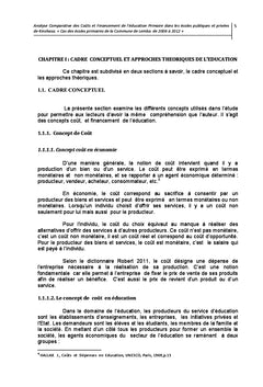 Analyse des couts et financement de l'éducation primaire en RDC