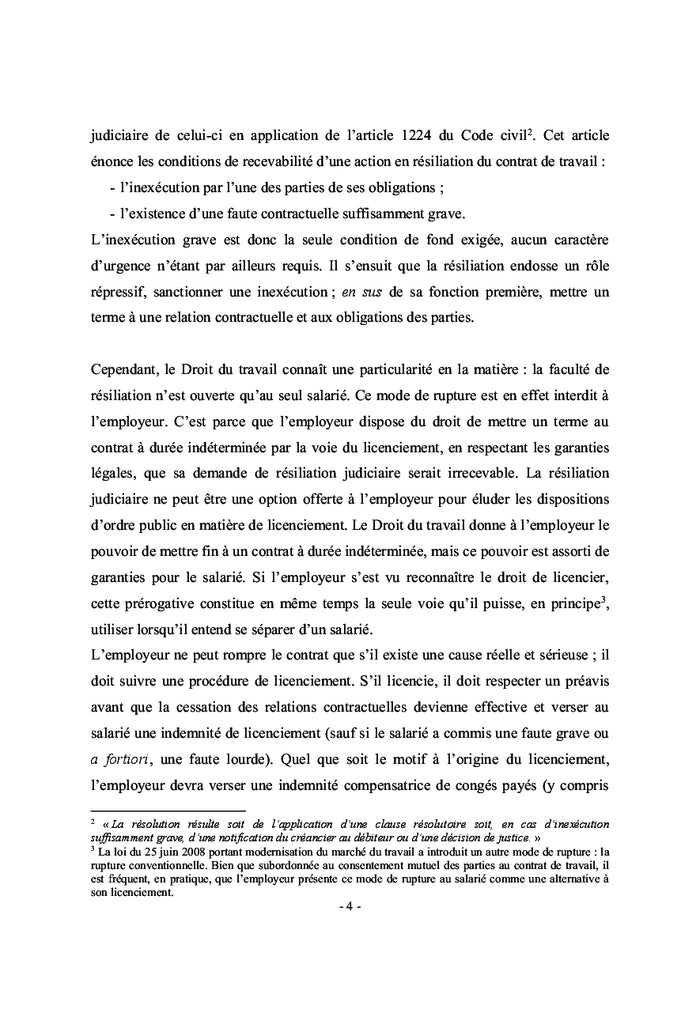 La résiliation judiciaire ou l'altération du lien de subordination