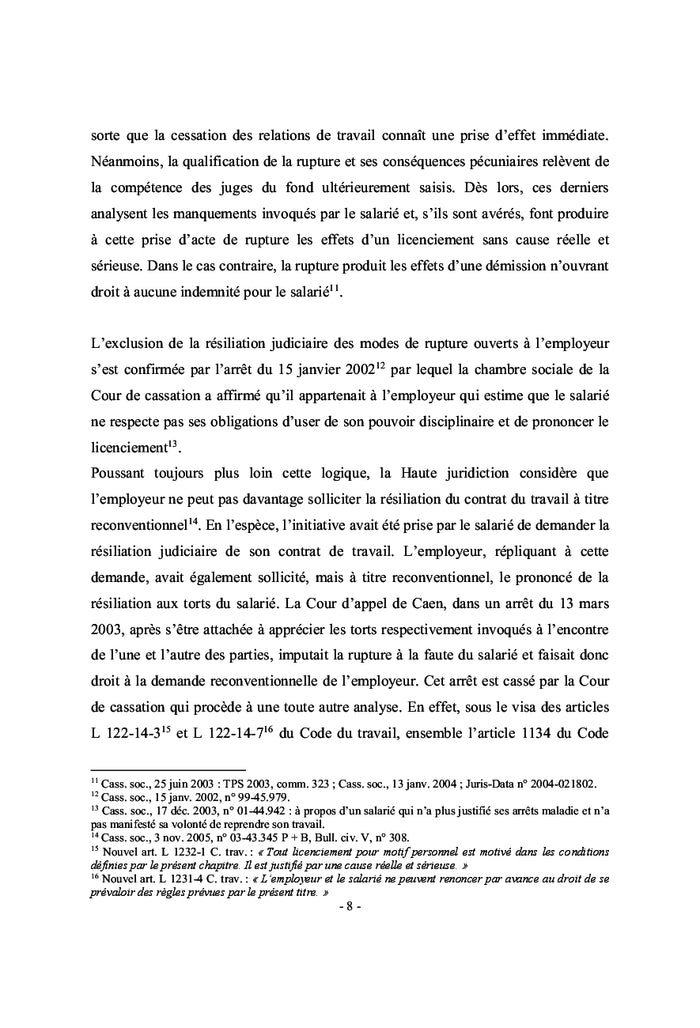 La résiliation judiciaire ou l'altération du lien de subordination