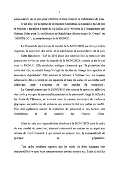 Responsabilité de l'ONU et les violations des droits de l'homme en RDC