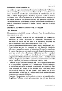 Relation entre inflation et croissance économique