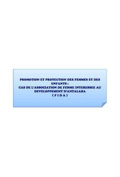 Promotion et protection des femmes et des enfants