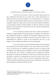 De la légitimité du juge constitutionnel congolais : entre deux faces ?
