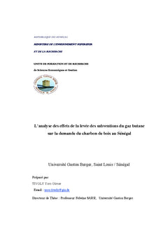 Les effets de la levee des subventions du gaz butane sur la demande du charbon de bois au Senegal