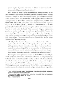 Reforme des marches publics camerounais et performance du systeme