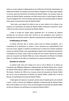 Reforme des marches publics camerounais et performance du systeme