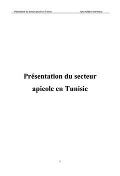 Présentation du secteur apicole en Tunisie