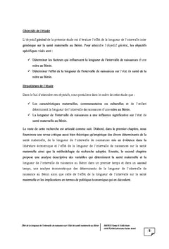 Intervalle de naissances et etat de sante maternelle au BENIN