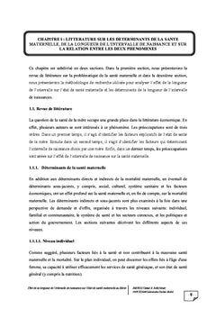 Intervalle de naissances et etat de sante maternelle au BENIN