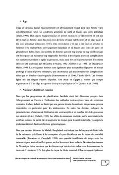 Intervalle de naissances et etat de sante maternelle au BENIN
