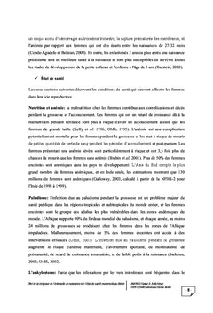 Intervalle de naissances et etat de sante maternelle au BENIN