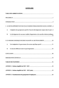 Nouvelles formes d'emploi et d'organisation du travail dans le sport