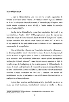 Nouvelles formes d'emploi et d'organisation du travail dans le sport