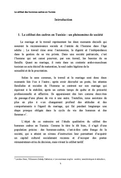 Le celibat des hommes cadres en Tunisie