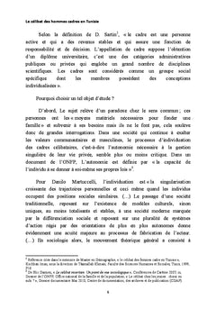 Le celibat des hommes cadres en Tunisie