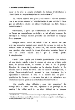 Le celibat des hommes cadres en Tunisie