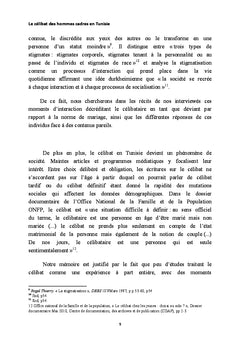 Le celibat des hommes cadres en Tunisie