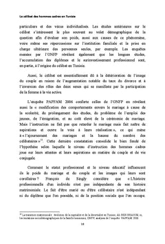 Le celibat des hommes cadres en Tunisie