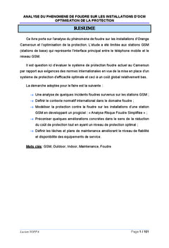 Optimisation des stations GSM contre la foudre : Application ARFS