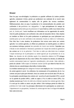 Le contrat agricole et son impact sur le revenu des riziculteurs