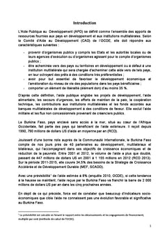 Aide publique, croissance economique et pauvrete au Burkina Faso