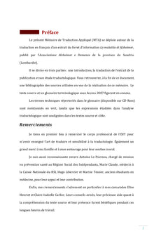 Traduction sur la maladie d'Alzheimer, de l'italien vers le français