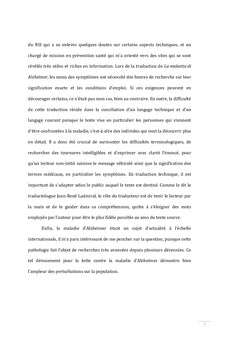 Traduction sur la maladie d'Alzheimer, de l'italien vers le français