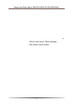 La découverte d'une destinée