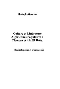 Culture et Littérature Algériennes Populaires