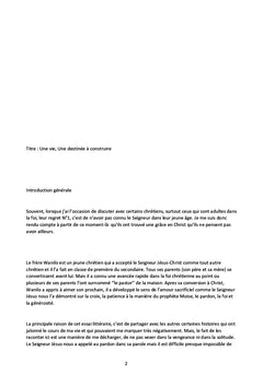 Une vie, une destinée à construire