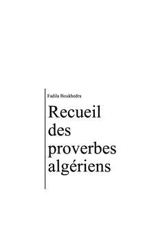Le recueil des proverbes algériens