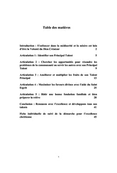 L'excellence chrétienne en cinq articulations