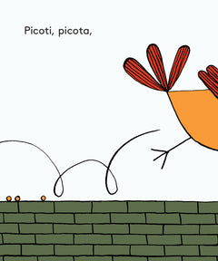 Une poule sur un mur